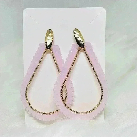 Pink Tear Drop Earrings - Picture 3 of 3